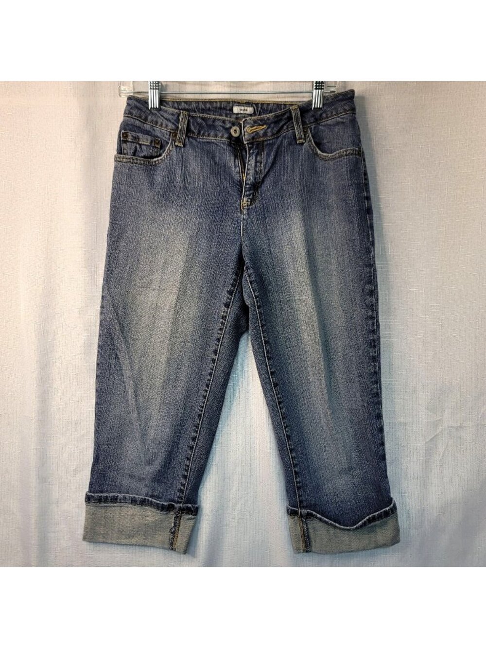 Liz & Co.  Stretch Denim Capri Jeans Sz 8 Cuffed Medium Wash Mid Rise Streetwear